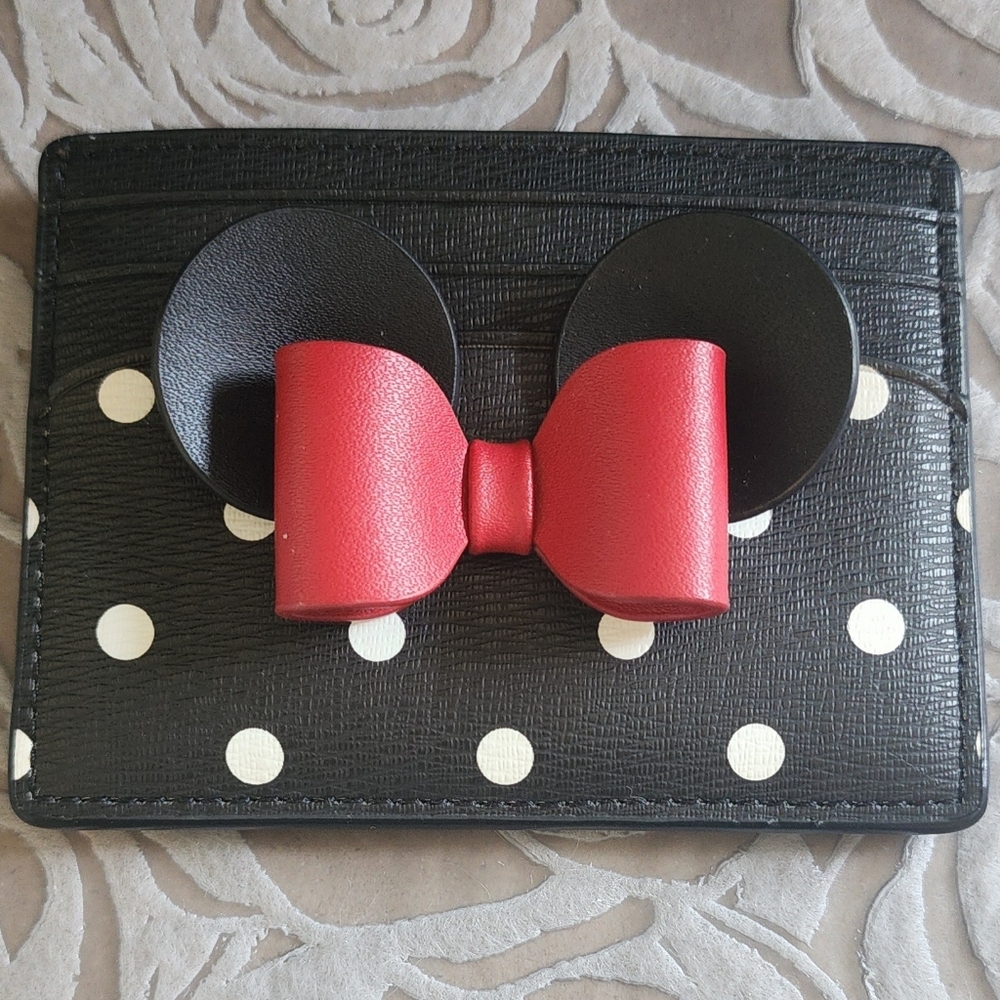 KATE SPADE Polka Dot Card Holder with Red Bow
